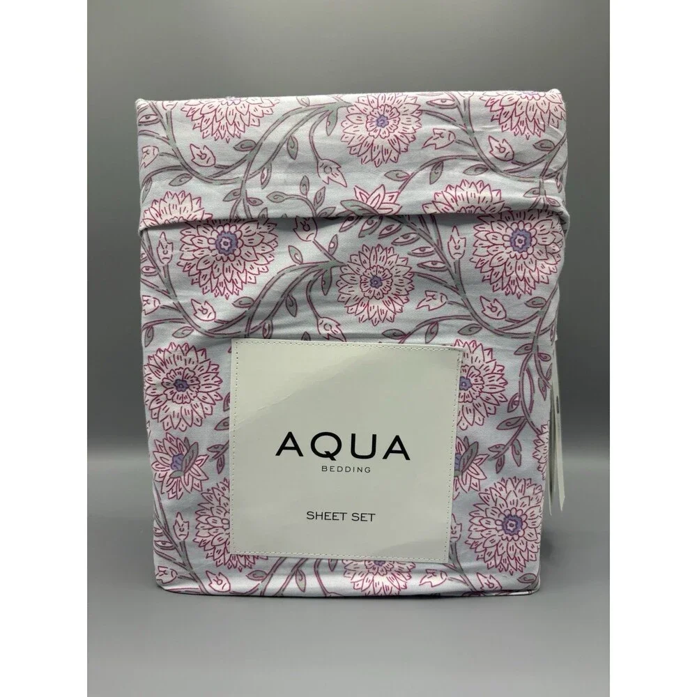 Aqua Bedding Floral Vine TWIN Cotton Sheet set